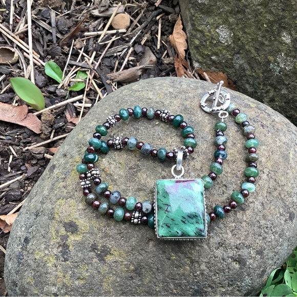 Jewelry - Ruby Zoisite and Sterling Necklace